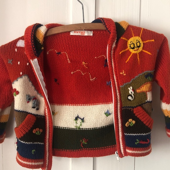 KUYAY kids sweater handmade in Peru wool blend . - Picture 3 of 4